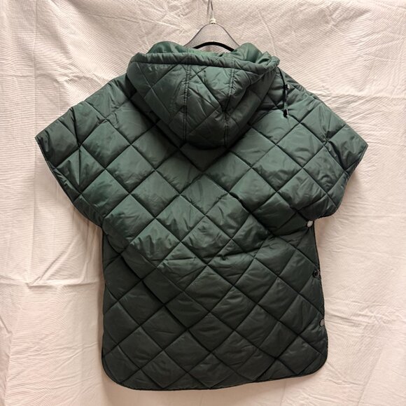 Dennis Basso Quilted Zip Front Poncho with Hood - Evergreen Size XS - Picture 2 of 11